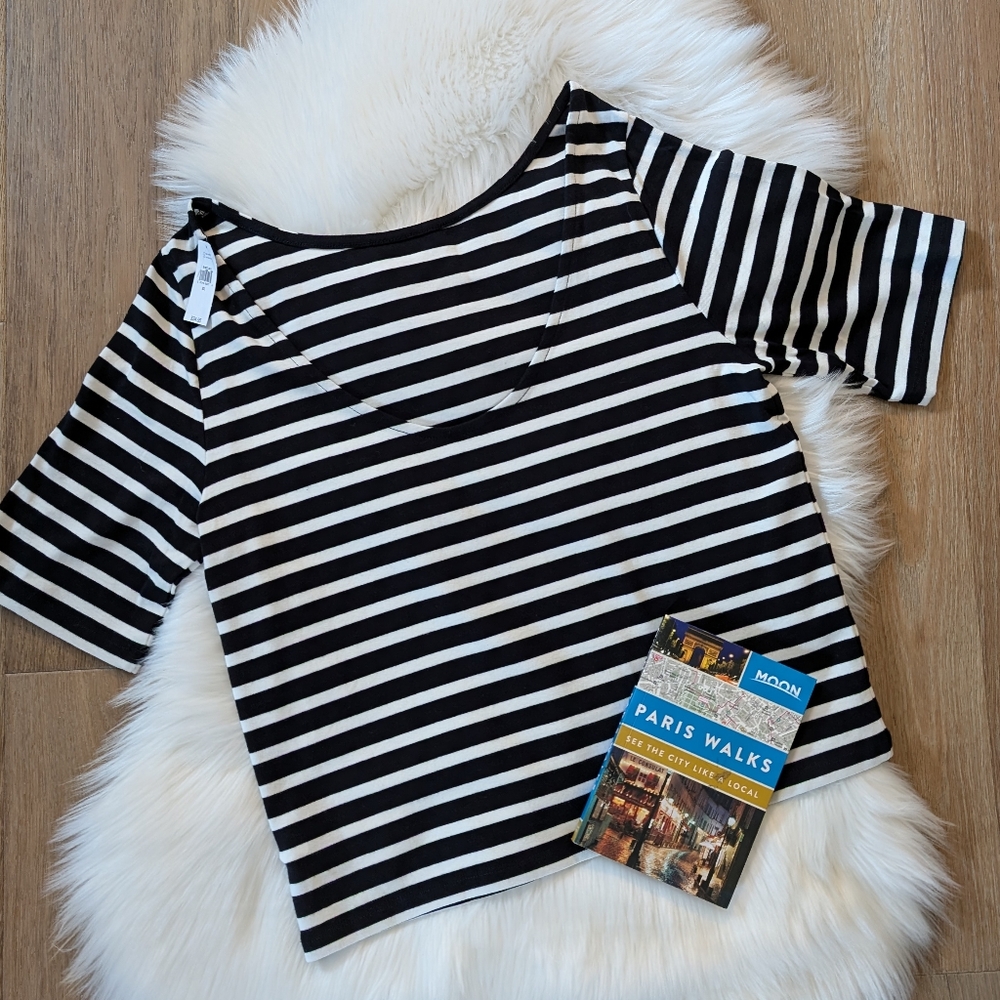 NWT Gap Black stripe ballerina top sz XL